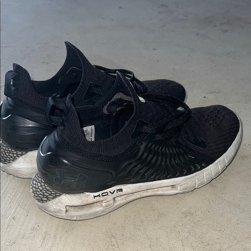 Under Armour Black and White HOVR Knit Running Shoes